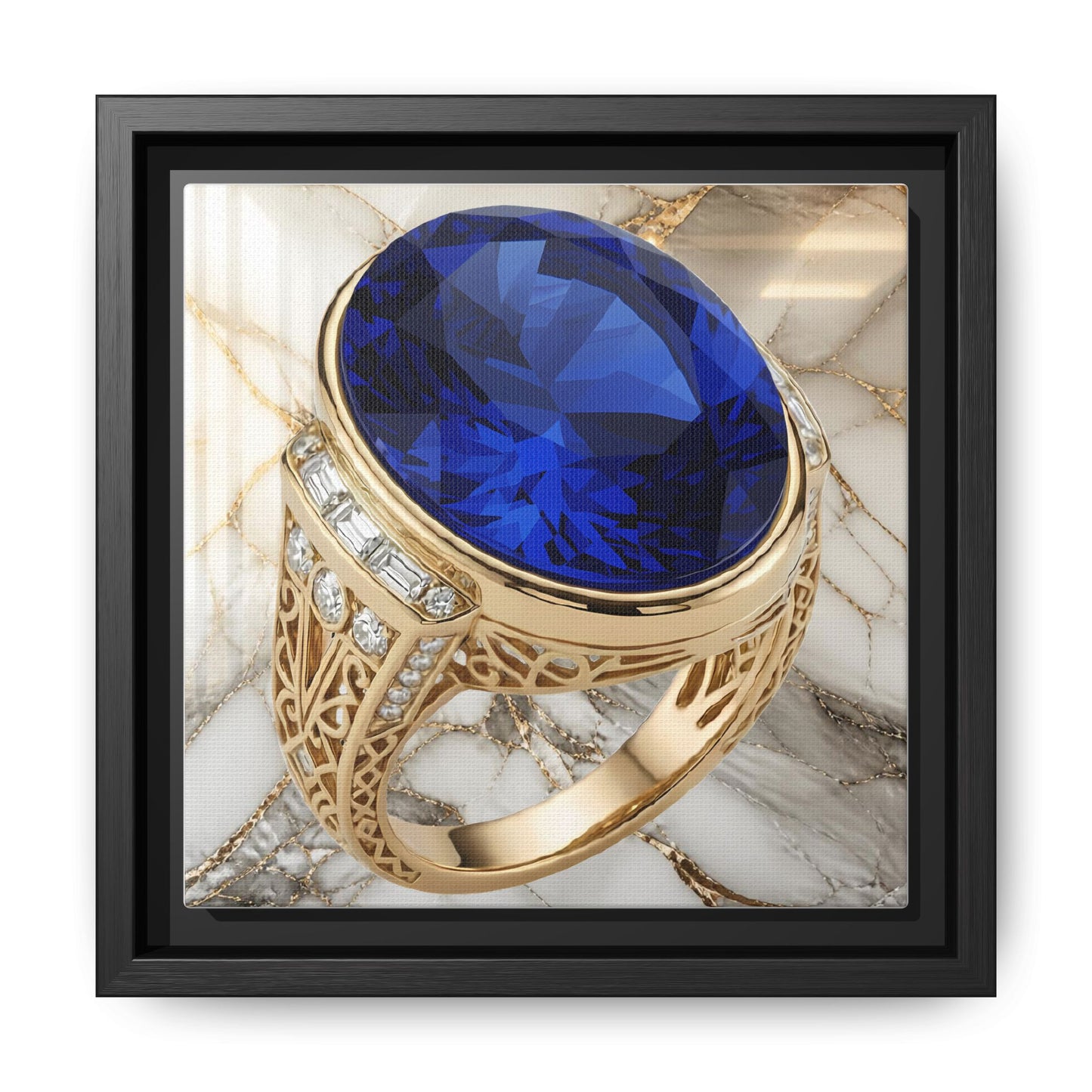 Oval Sapphire Ring Framed Canvas Wall Art