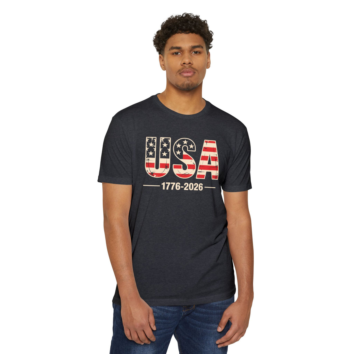 USA 1776-2026 Patriotic Flag Graphic T-Shirt