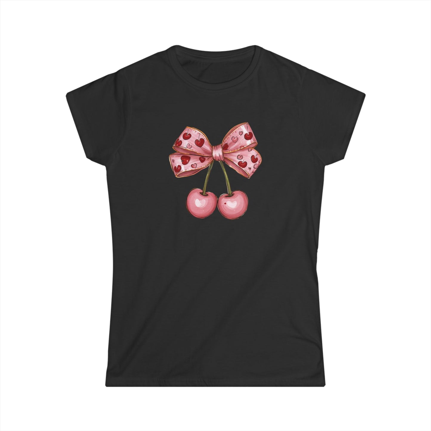 Pink Cherry Bow Graphic Women’s Tee
