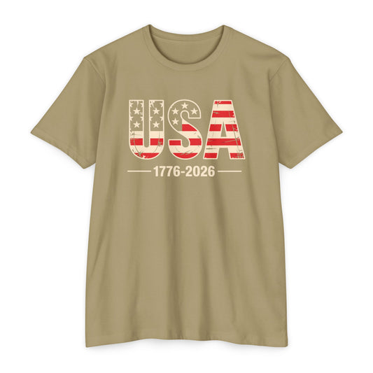 USA 1776-2026 Patriotic Flag Graphic T-Shirt