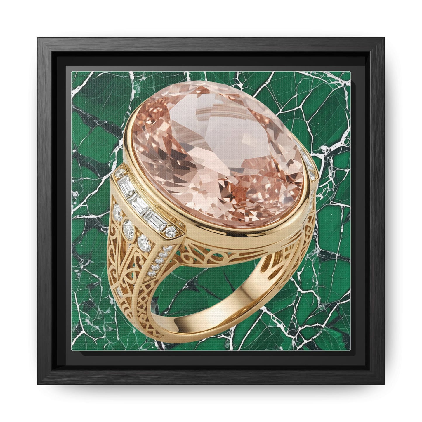 Verdant Morganite Halo Ring Framed Canvas