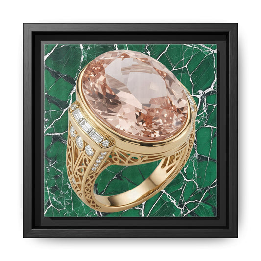Verdant Morganite Halo Ring Framed Canvas