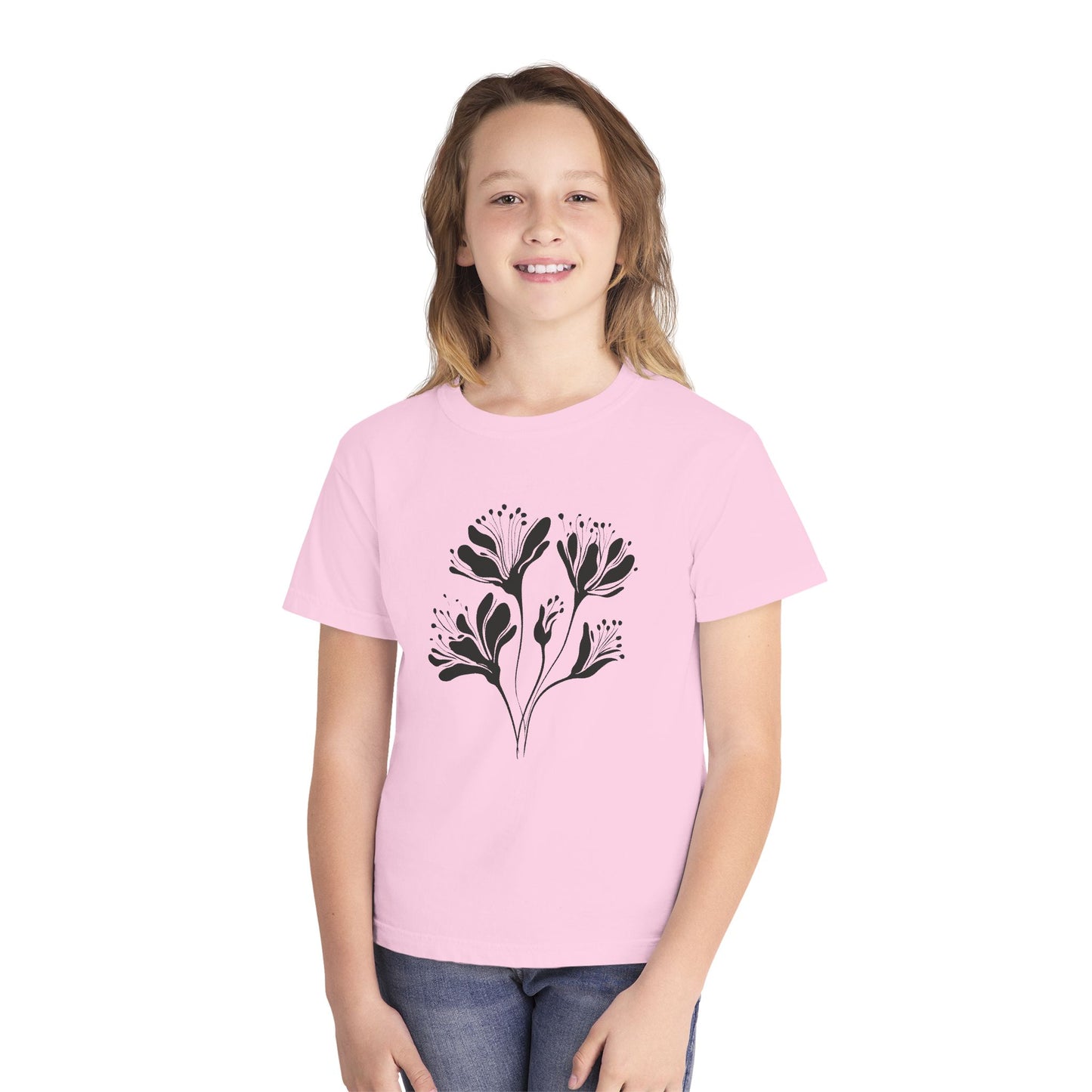 Youth Minimal Black Floral Tee