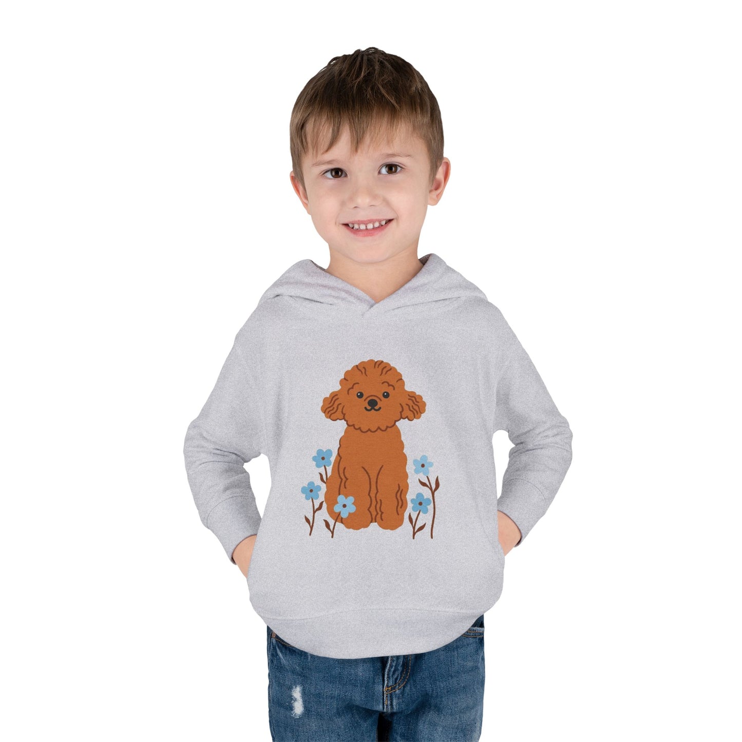 Curly Puppy and Wildflowers Toddler Hoodie