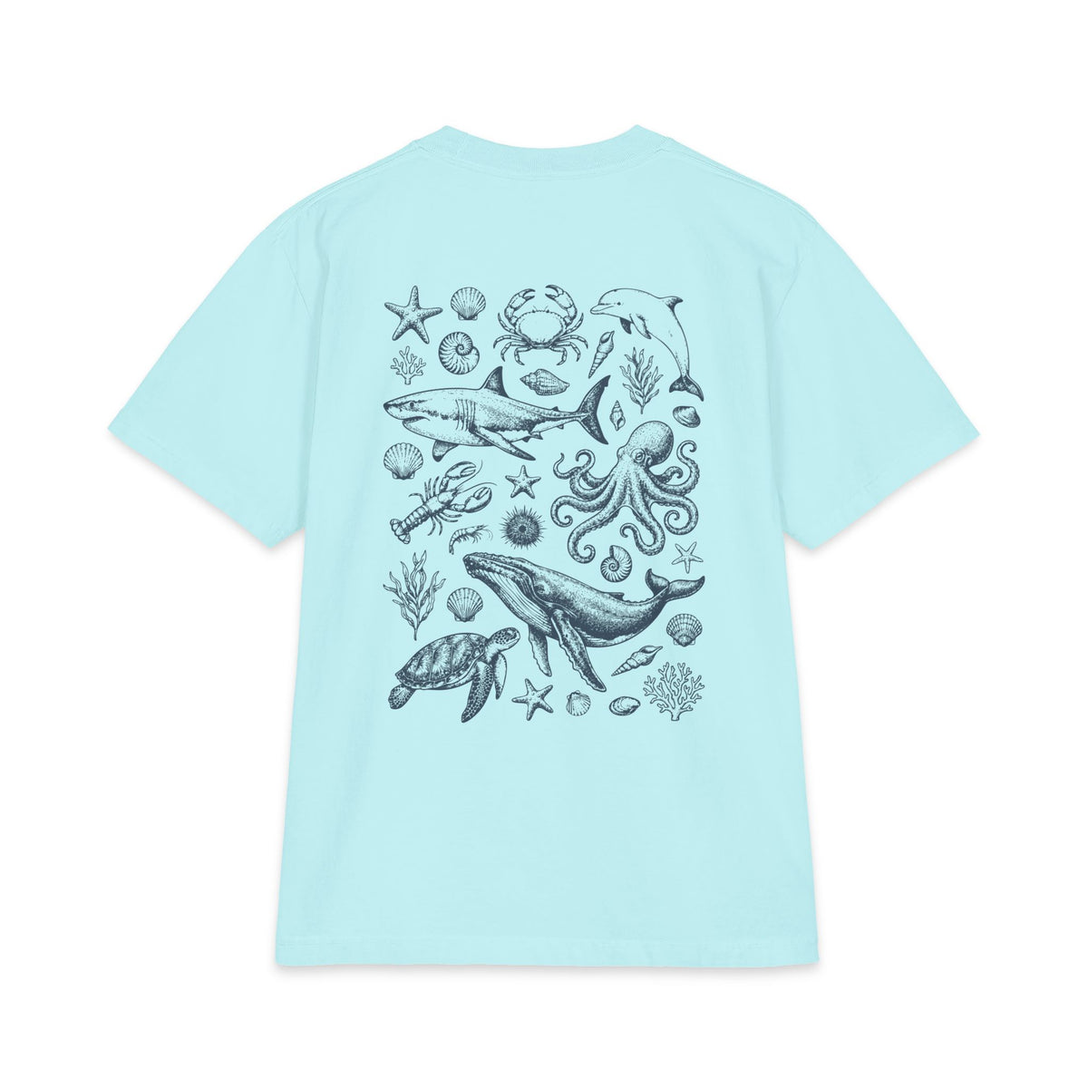 Vintage Ocean Etching Oversized Heavyweight Tee