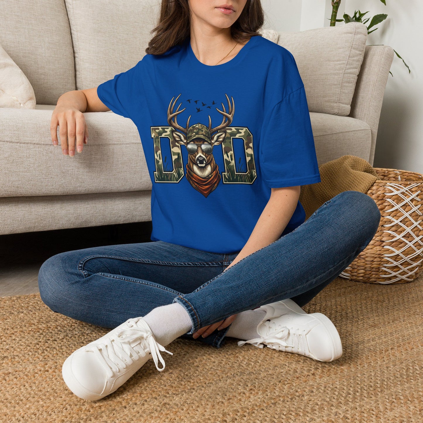 Dad Camo Deer Graphic T-Shirt