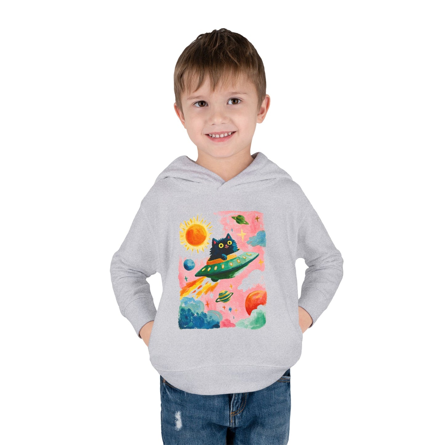 Space Cat UFO Toddler Hoodie