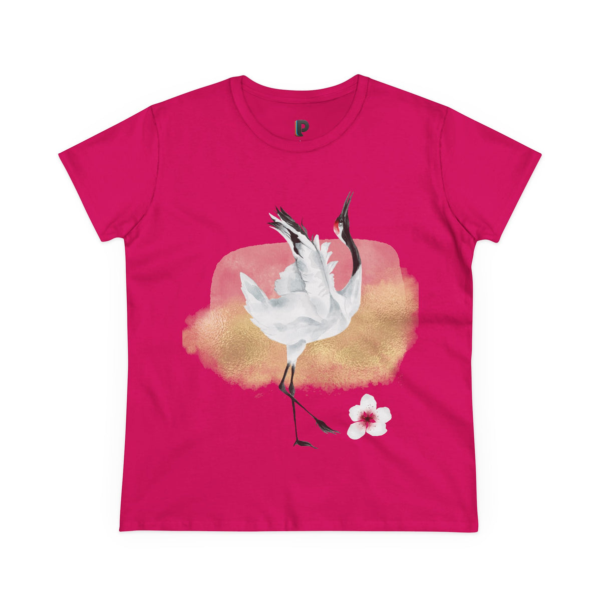 Dancing Red-Crowned Crane Watercolor Women’s Tee