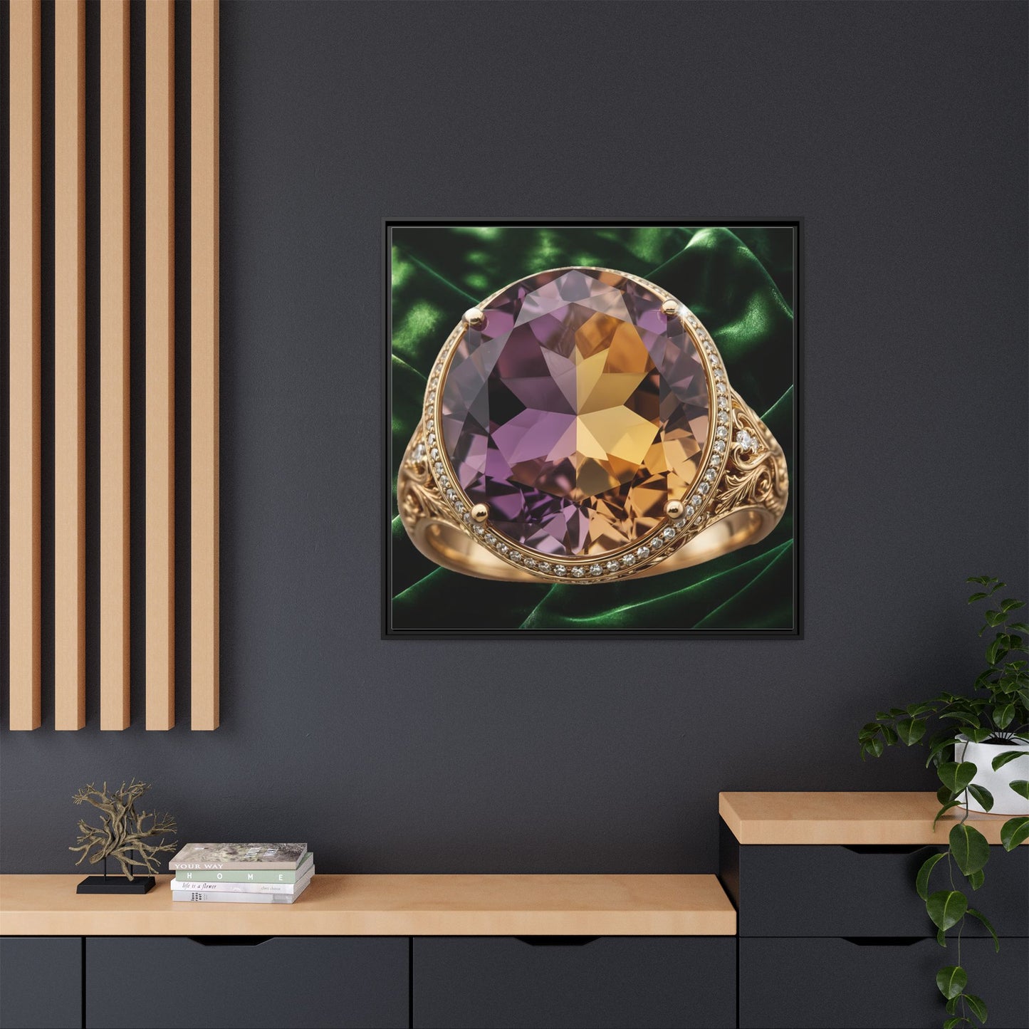 Ametrine Duet in Goldwork Framed Canvas