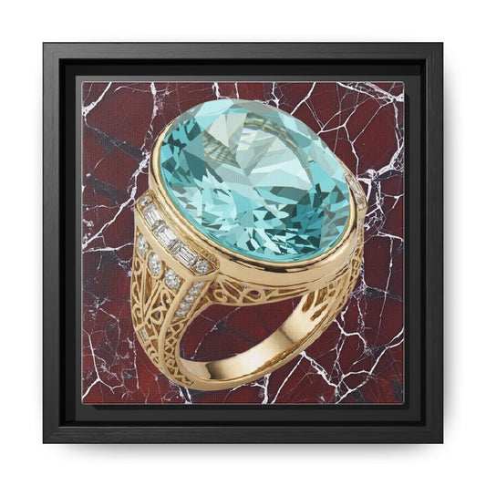 Aquamarine Ring on Fractured Marble Framed Canvas