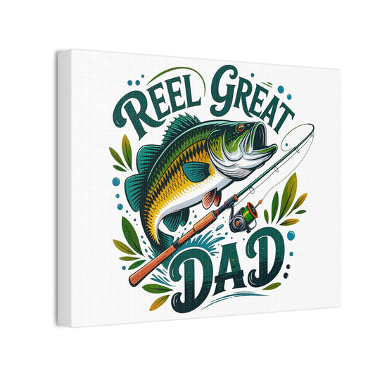 Reel Great Dad Fishing Framed Canvas Wall Art