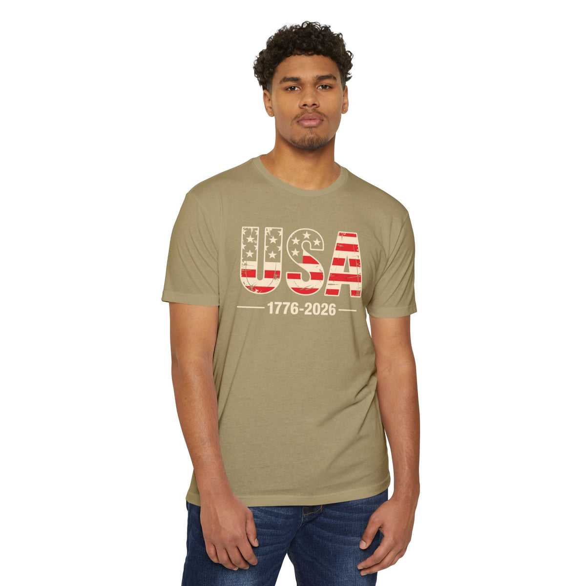 USA 1776-2026 Patriotic Flag Graphic T-Shirt