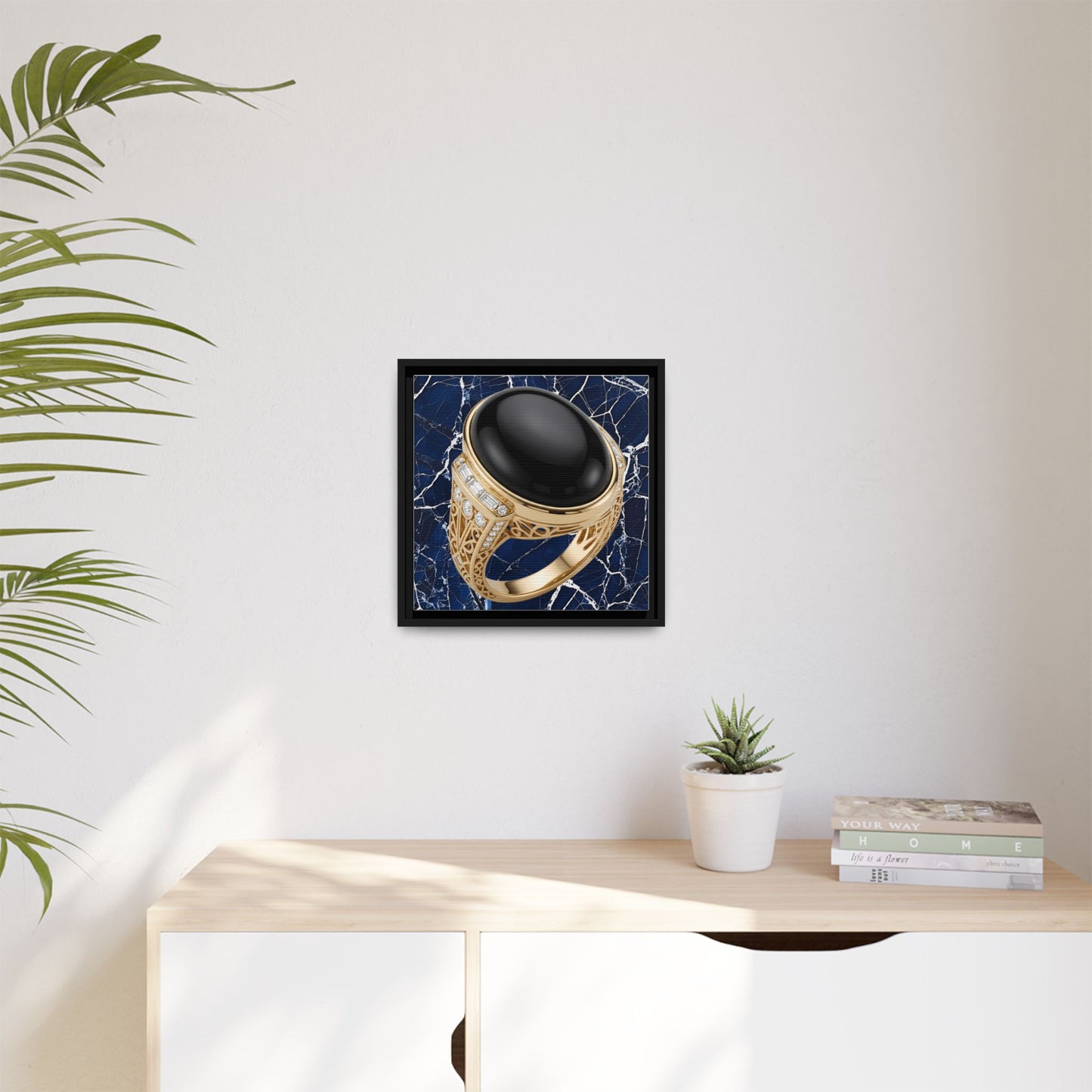 Sable Onyx Marble Ring Framed Canvas