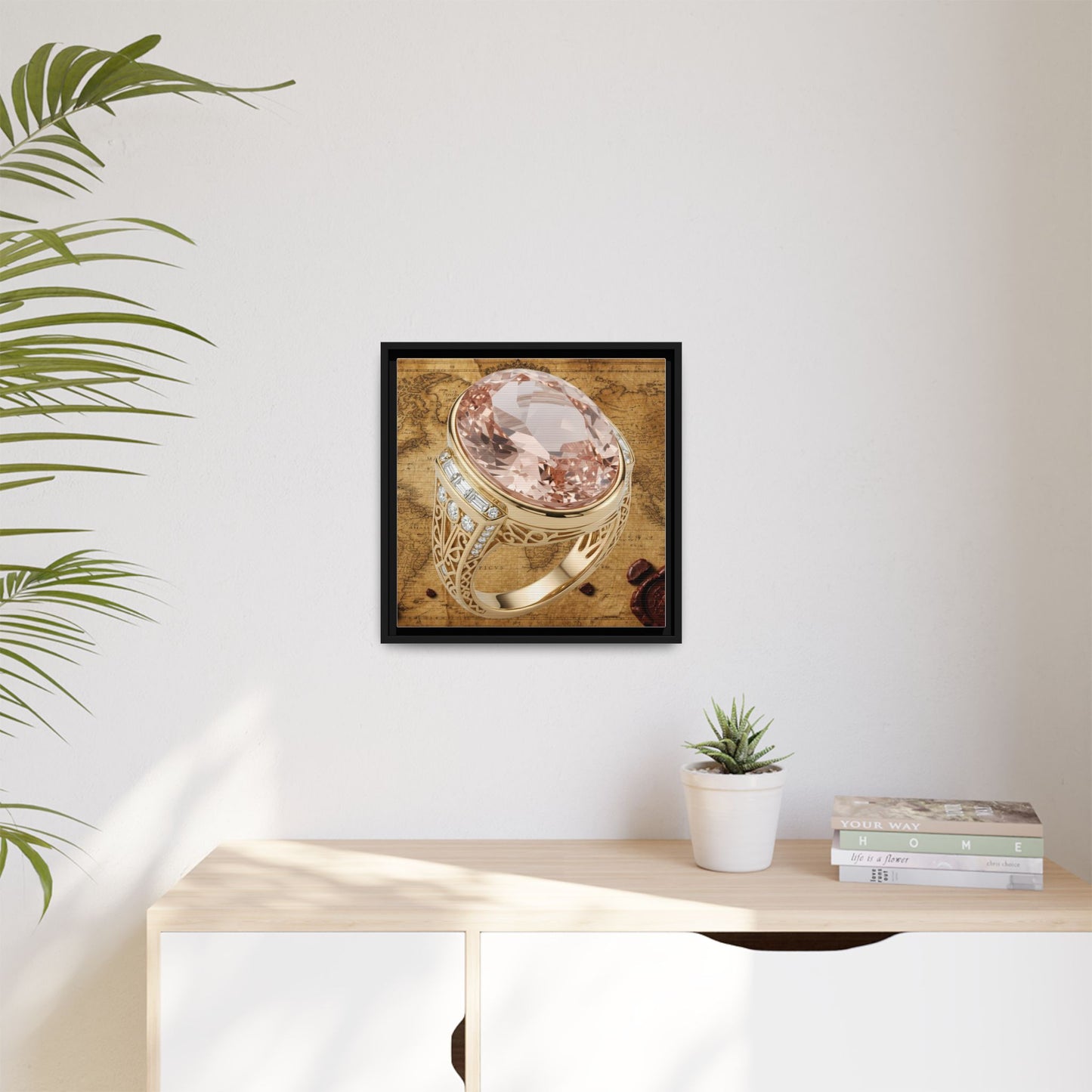 Filigree Morganite Ring Framed Canvas