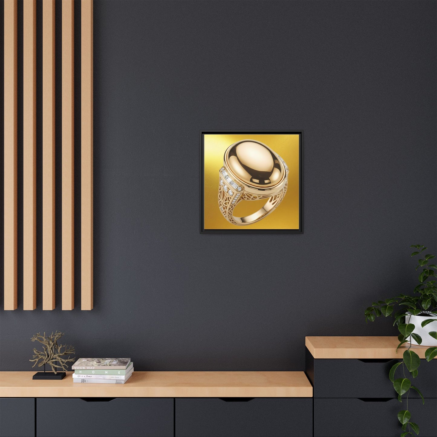 Sunlit Golden Cabochon Ring Canvas