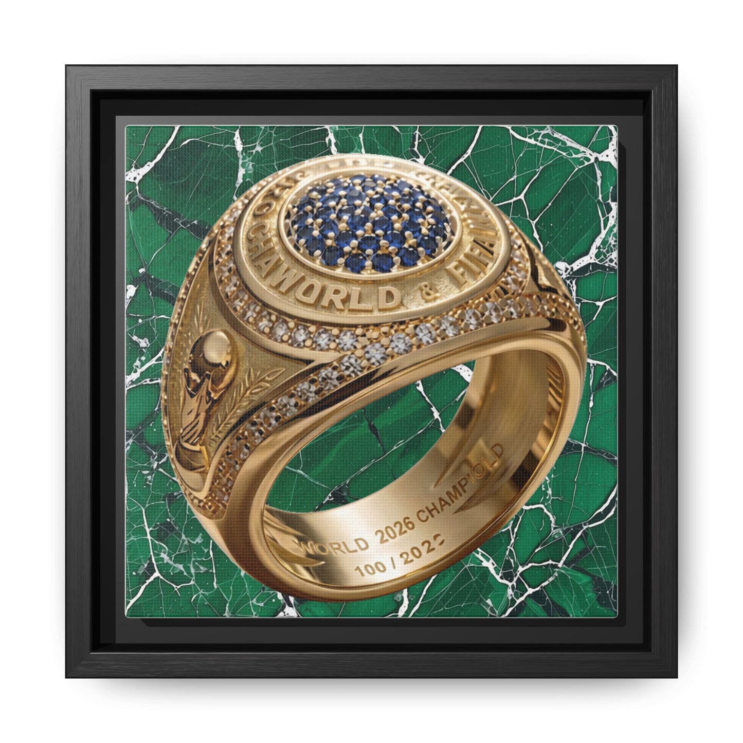 Emerald Marble 2026 Football Ring Framed Canvas