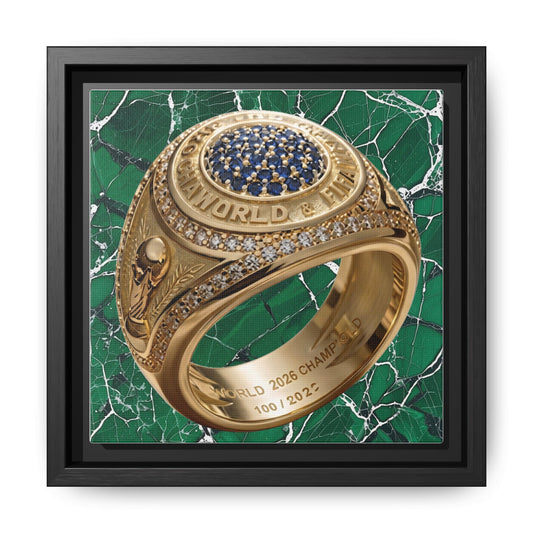 Emerald Marble 2026 Football Ring Framed Canvas