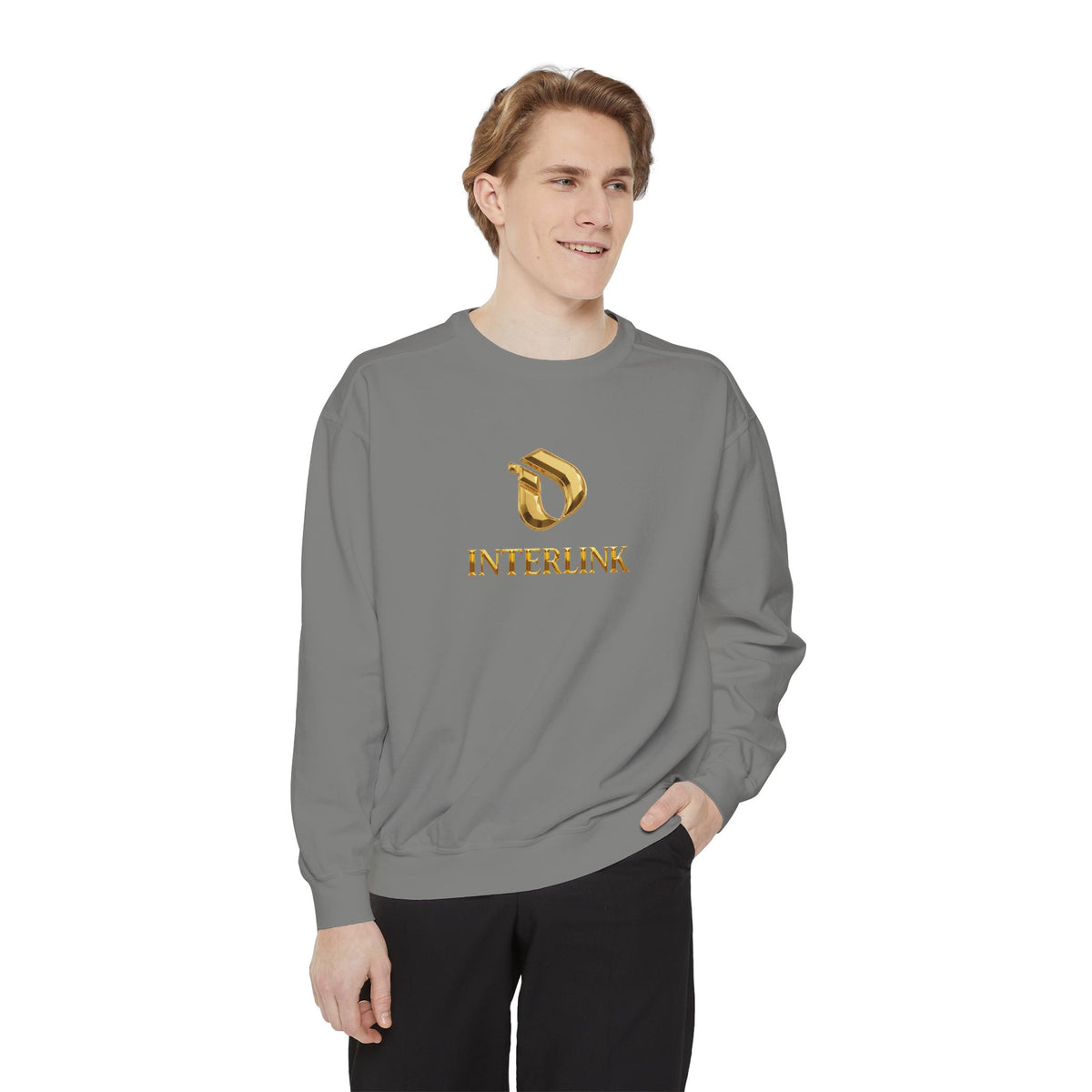 Gold Interlink Logo Crewneck Sweatshirt for Women