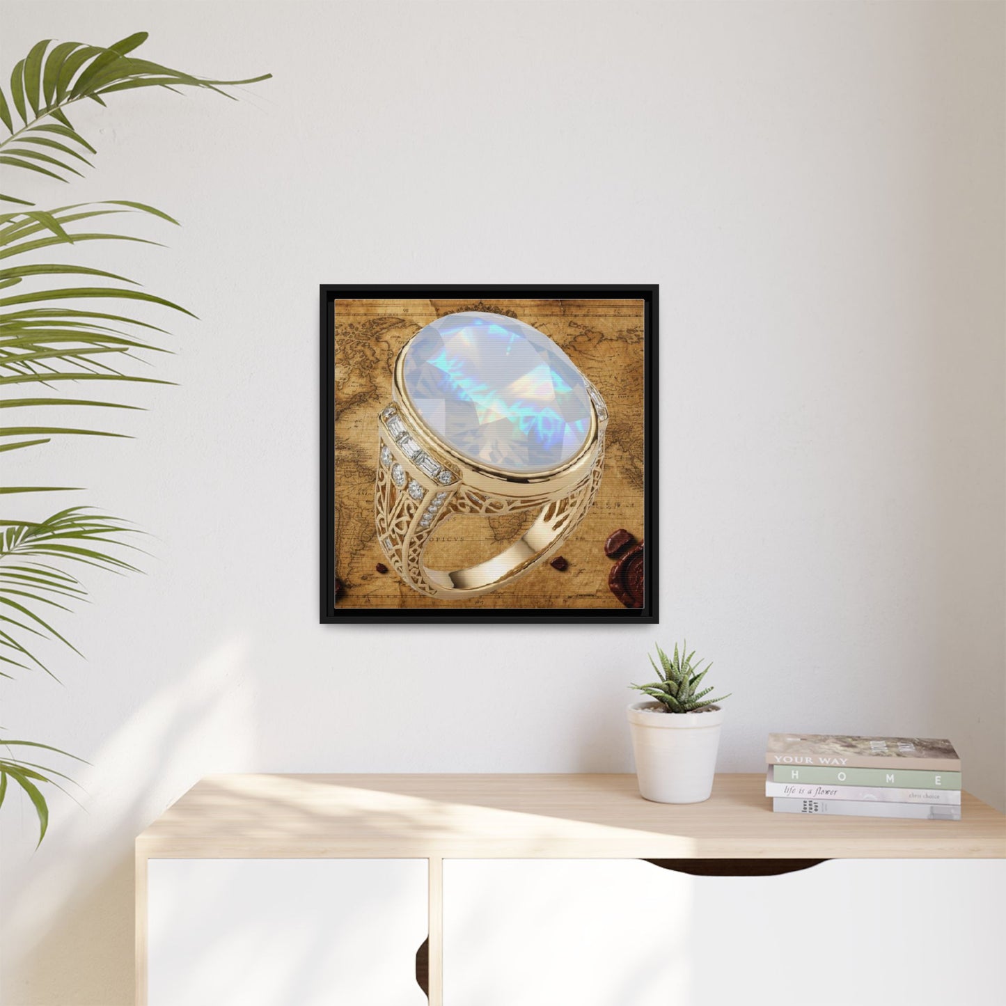 Moonstone Lightplay Ring Framed Canvas