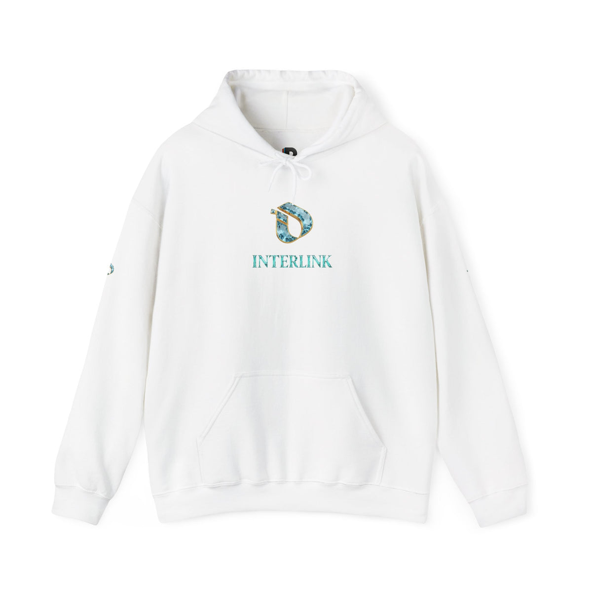 Aquamarine Crest Interlink Men’s Pullover Hoodie