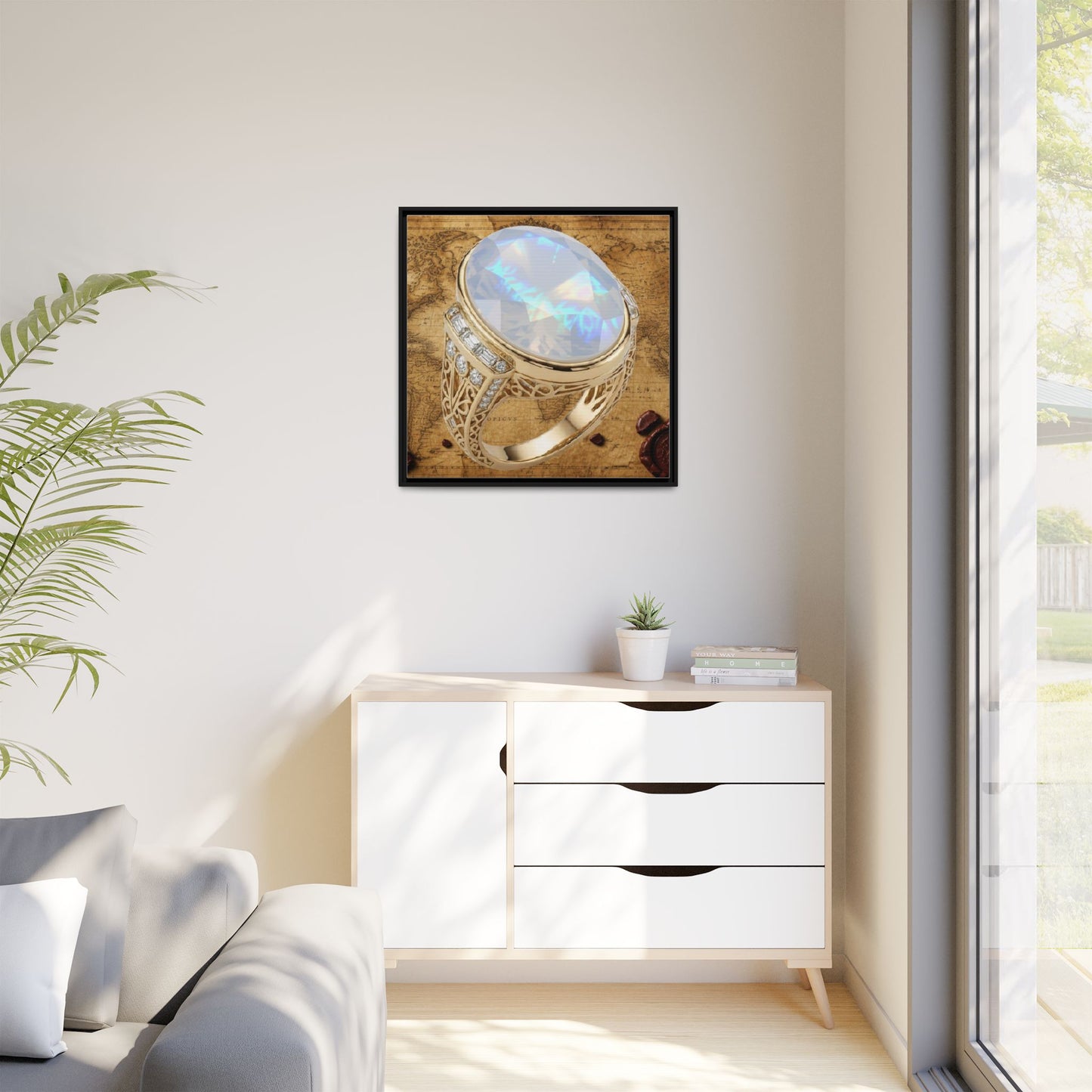 Moonstone Lightplay Ring Framed Canvas