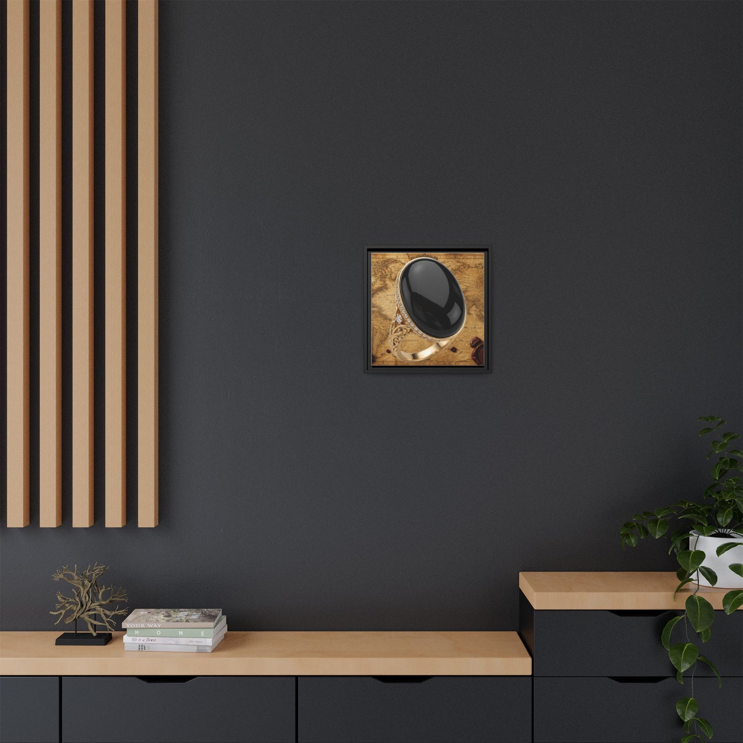 Onyx Cabochon Ring Framed Canvas