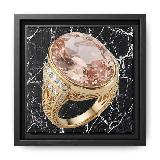 Peach Facet Morganite Marble Ring Framed Canvas