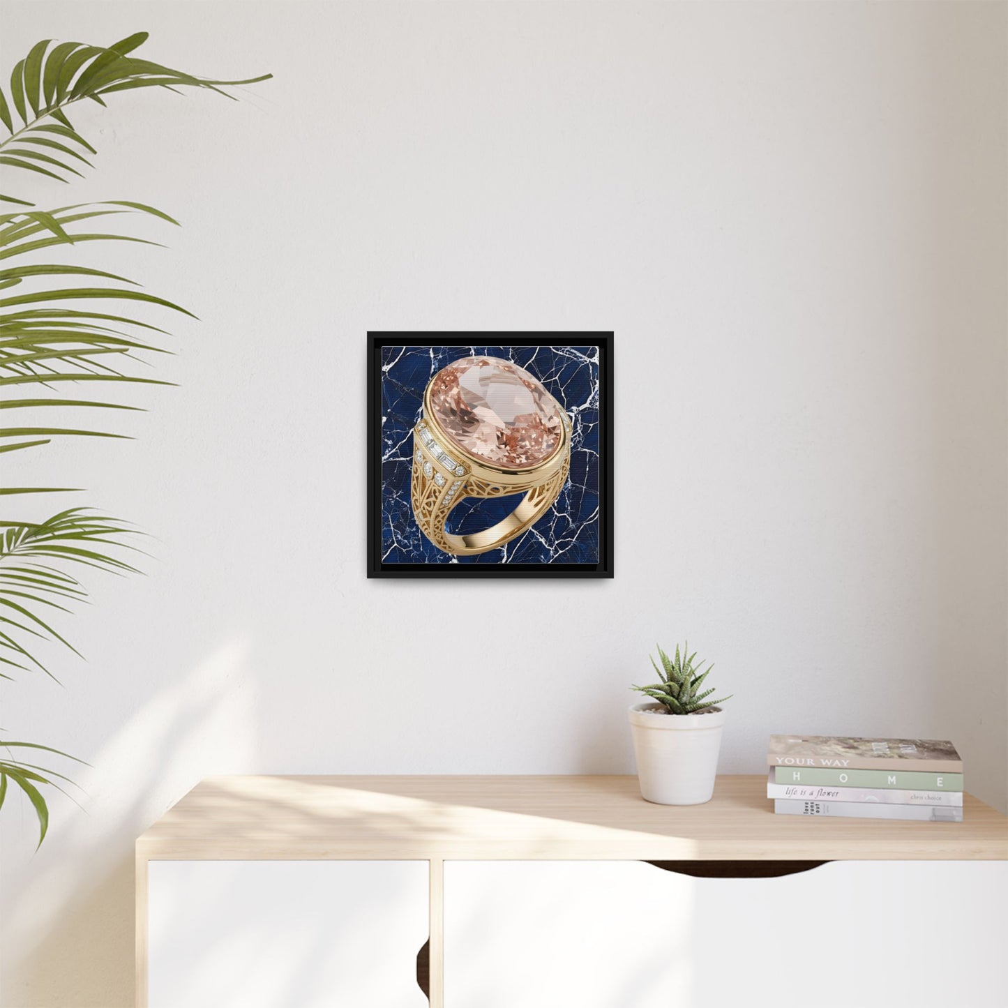 Morganite Ring with Marble Veins Framed Canvas