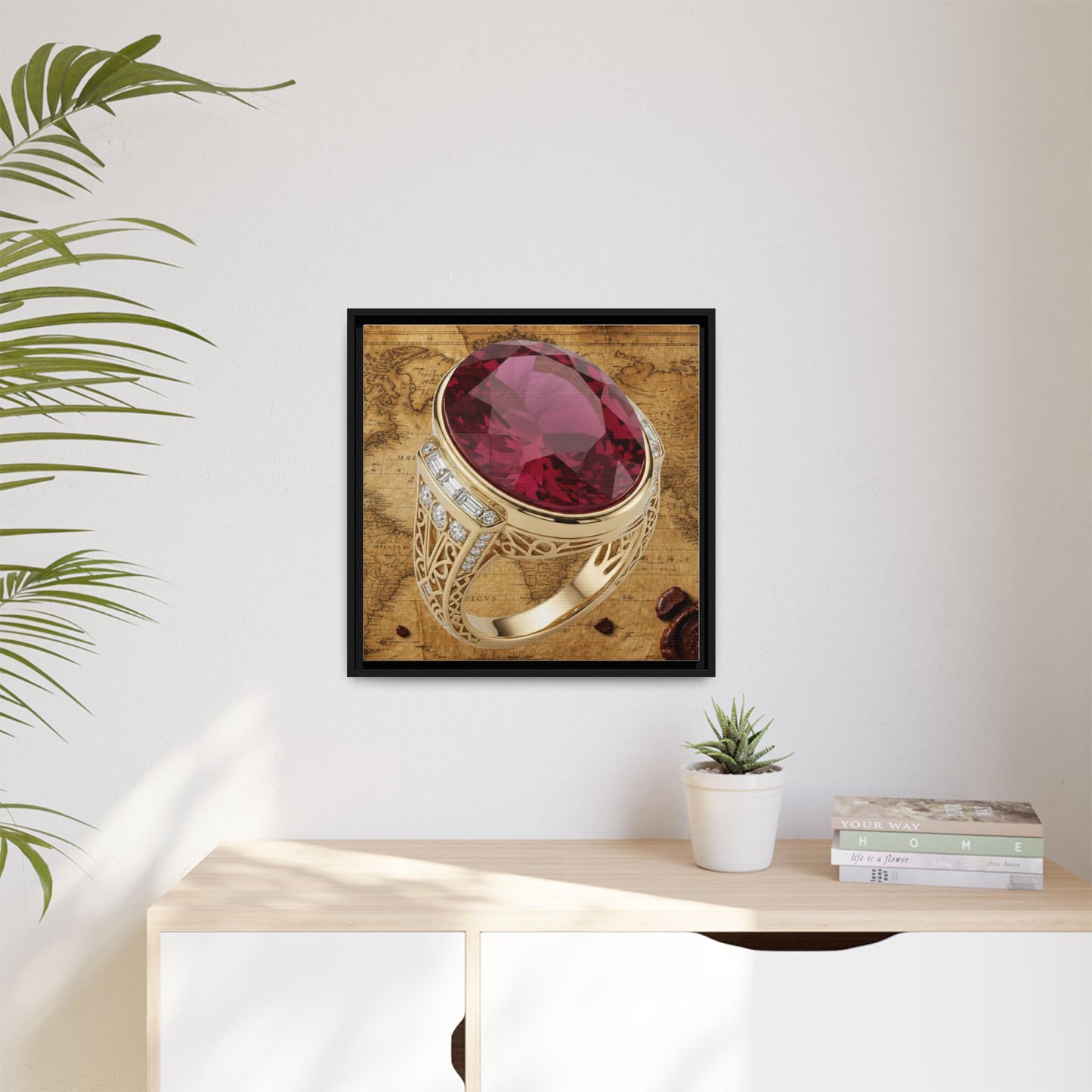 Ruby Ring Cartographic Framed Canvas Wall Art