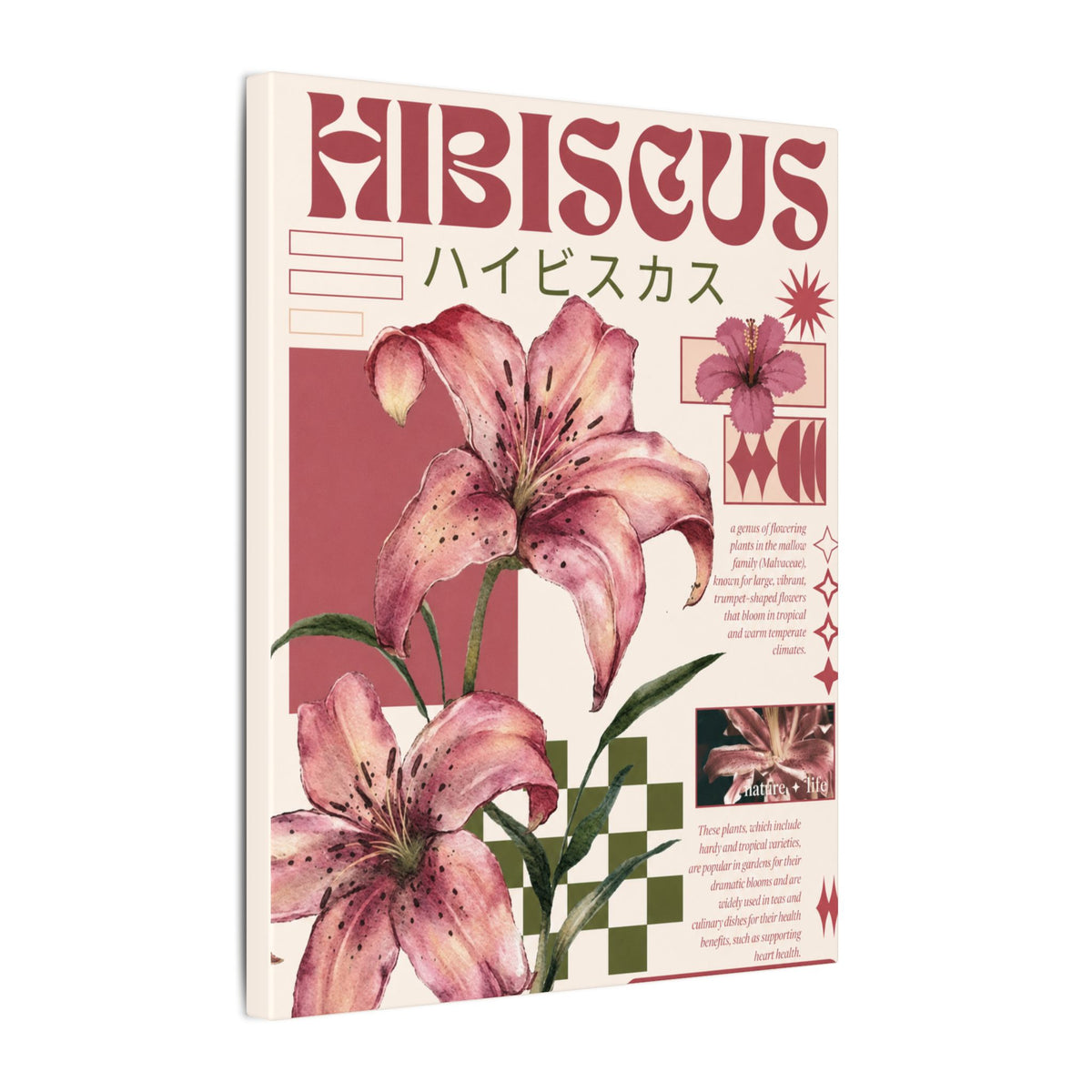 Hibiscus Botanical Matte Canvas Print