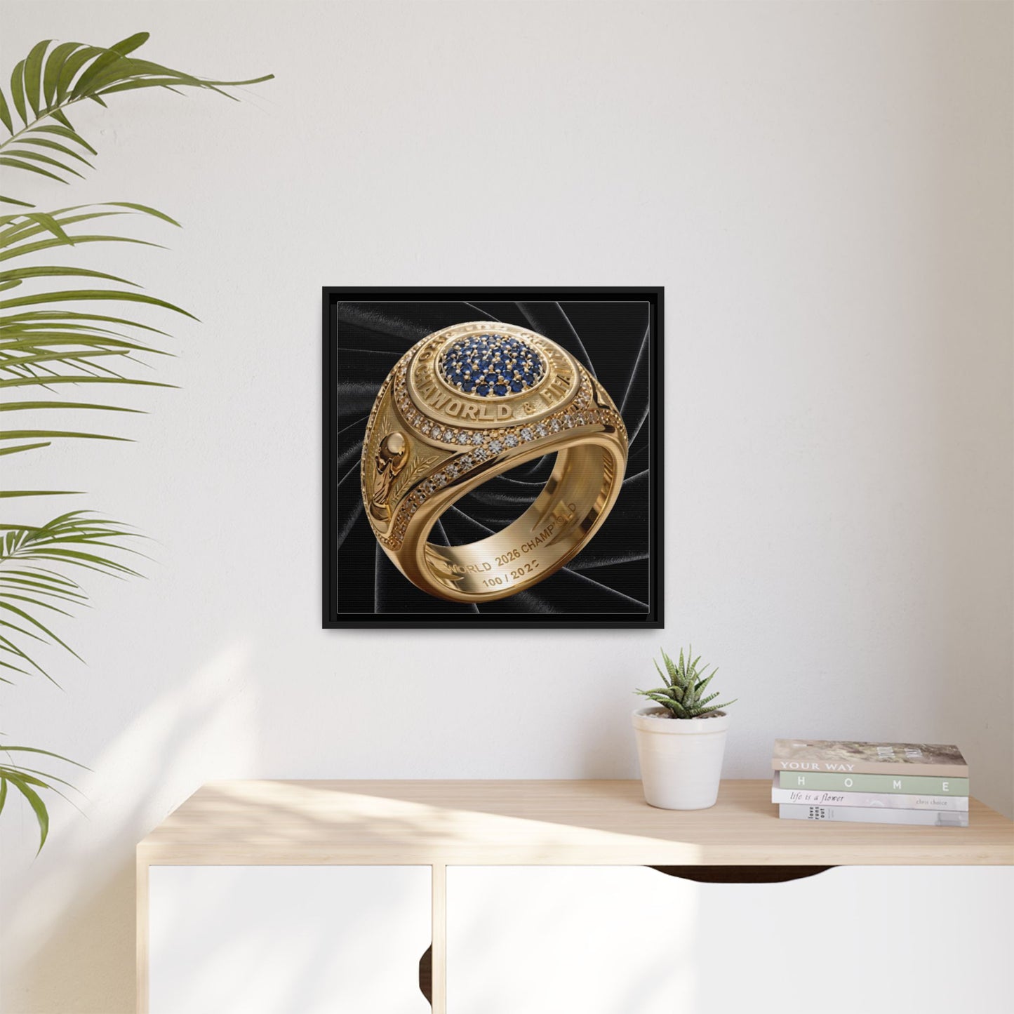 Midnight Satin 2026 Football Ring Framed Canvas