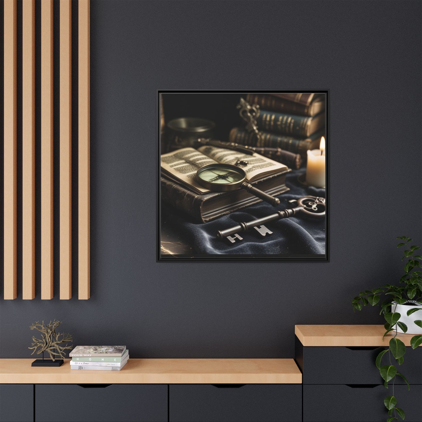 Vintage Detective Still Life Framed Canvas