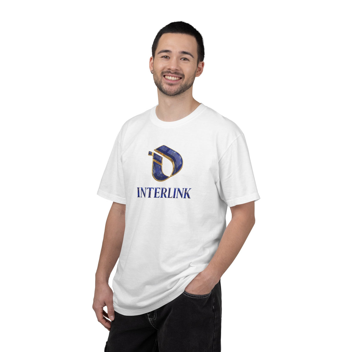 Cobalt Lapis Interlink Front Emblem Ring-Spun Cotton Tee
