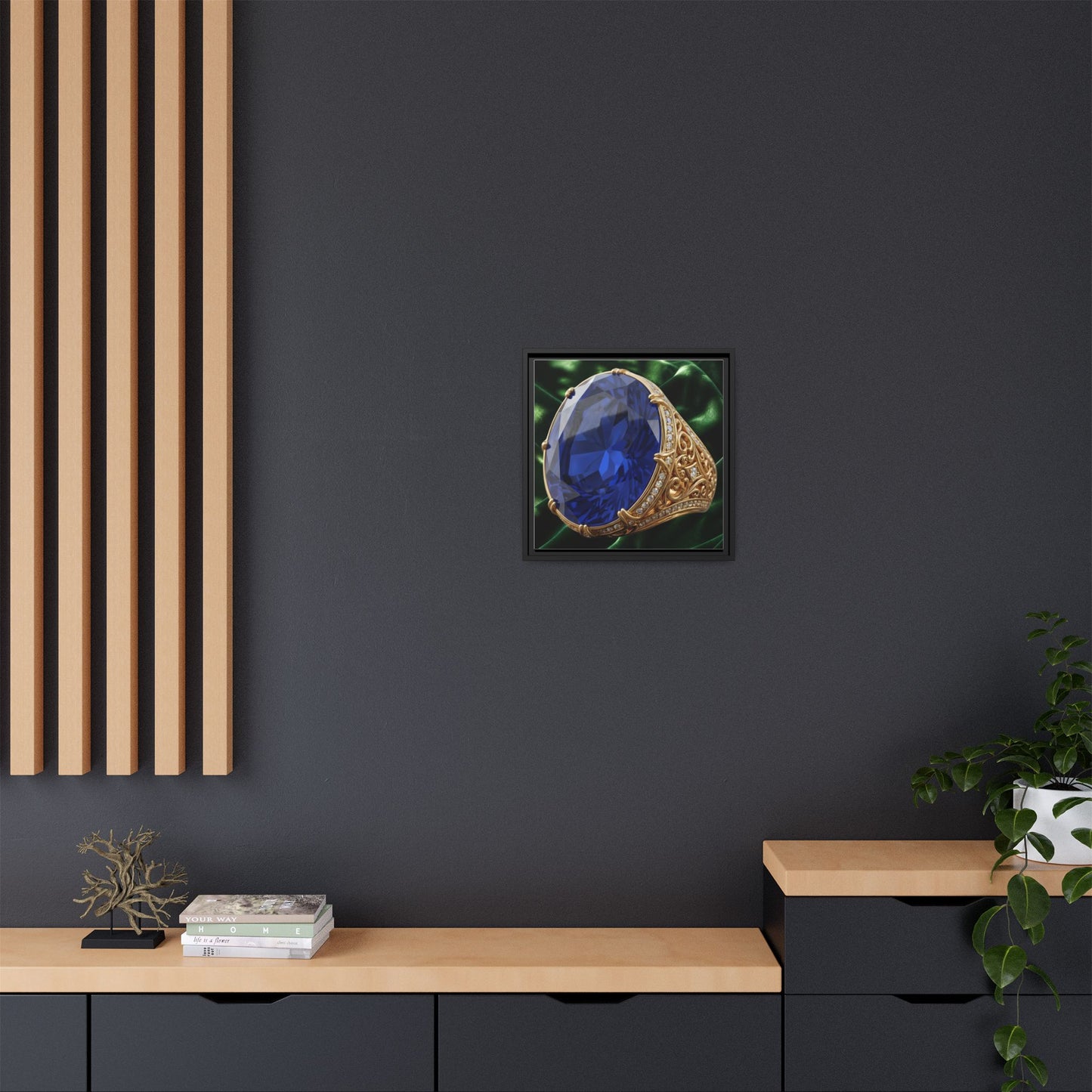 Sapphire Jewellery in Sculpted Setting Framed Canvas