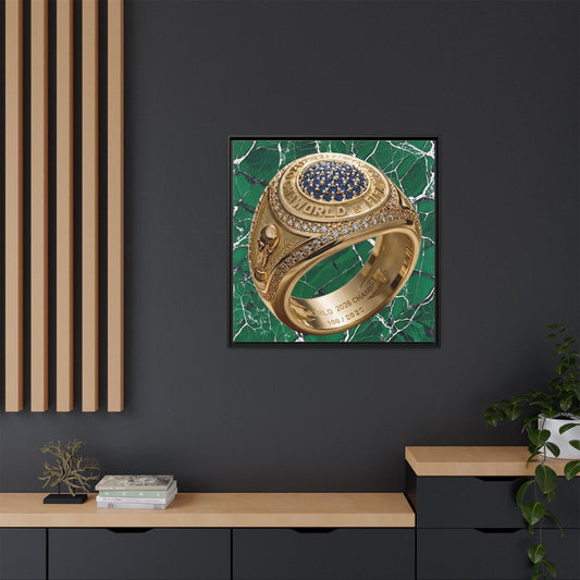 Emerald Marble 2026 Football Ring Framed Canvas
