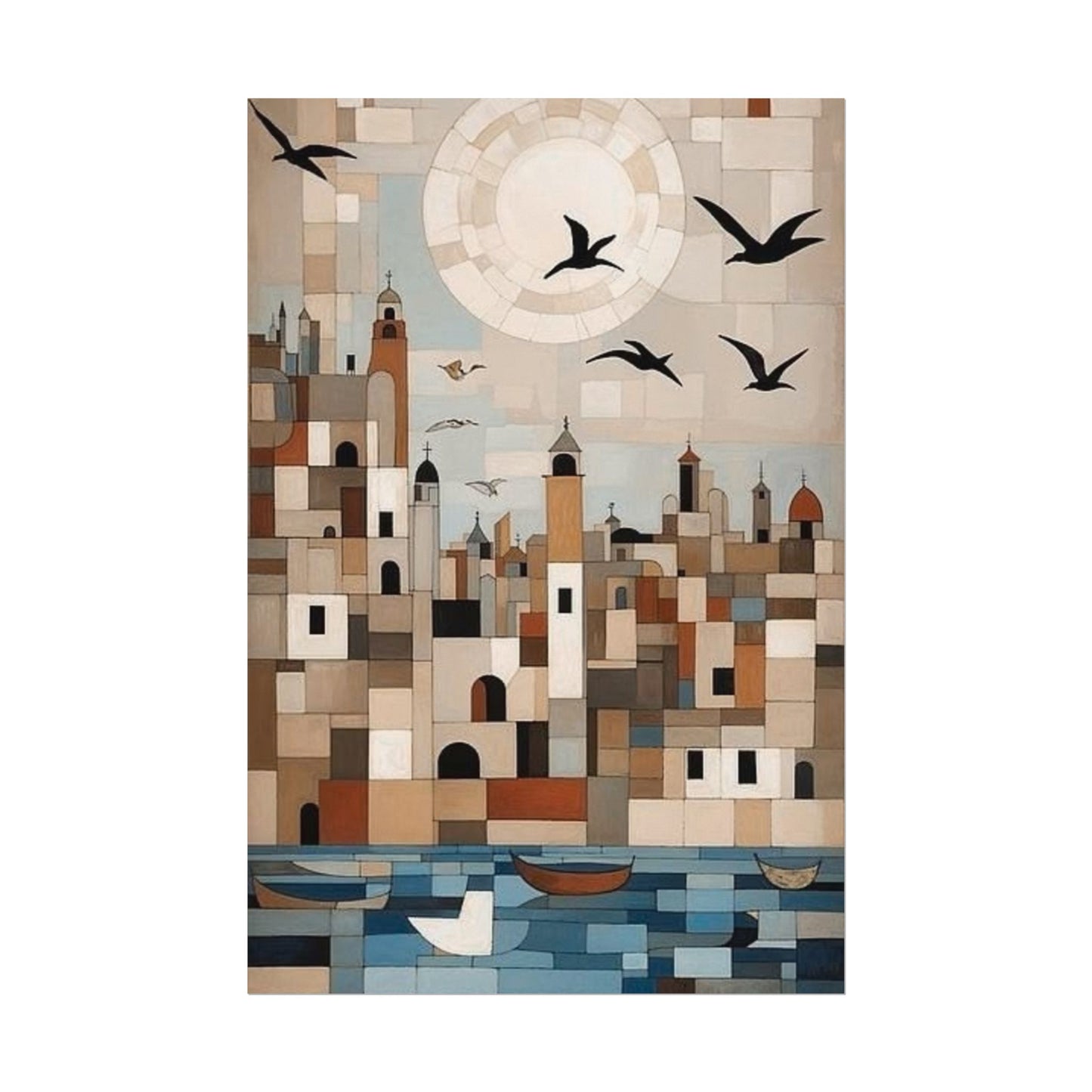 Moonlit Harbour Poster