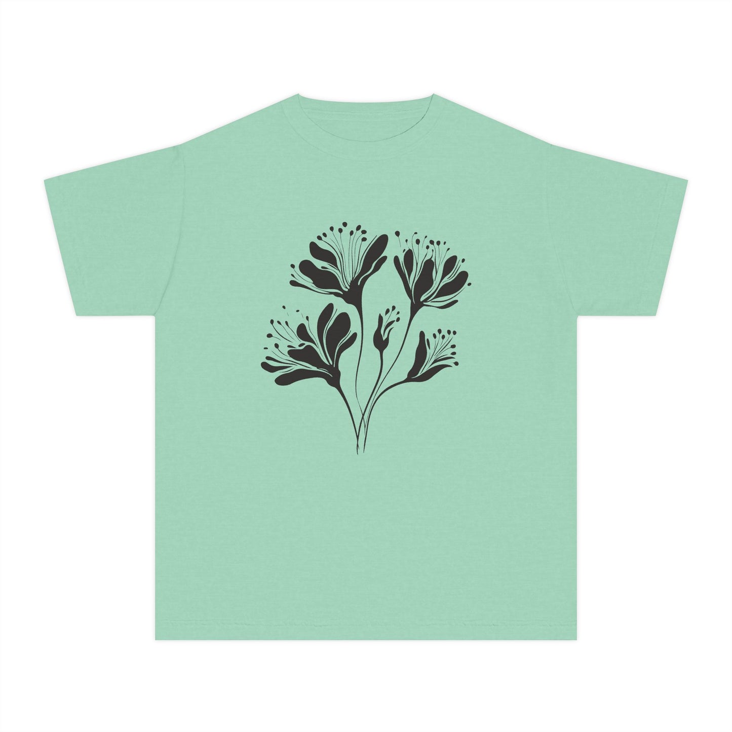 Youth Minimal Black Floral Tee