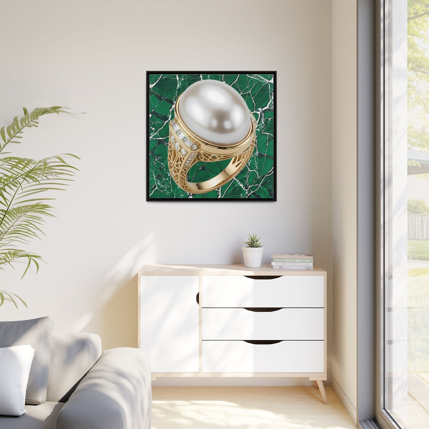 Pearl Ring Close-Up Framed Canvas