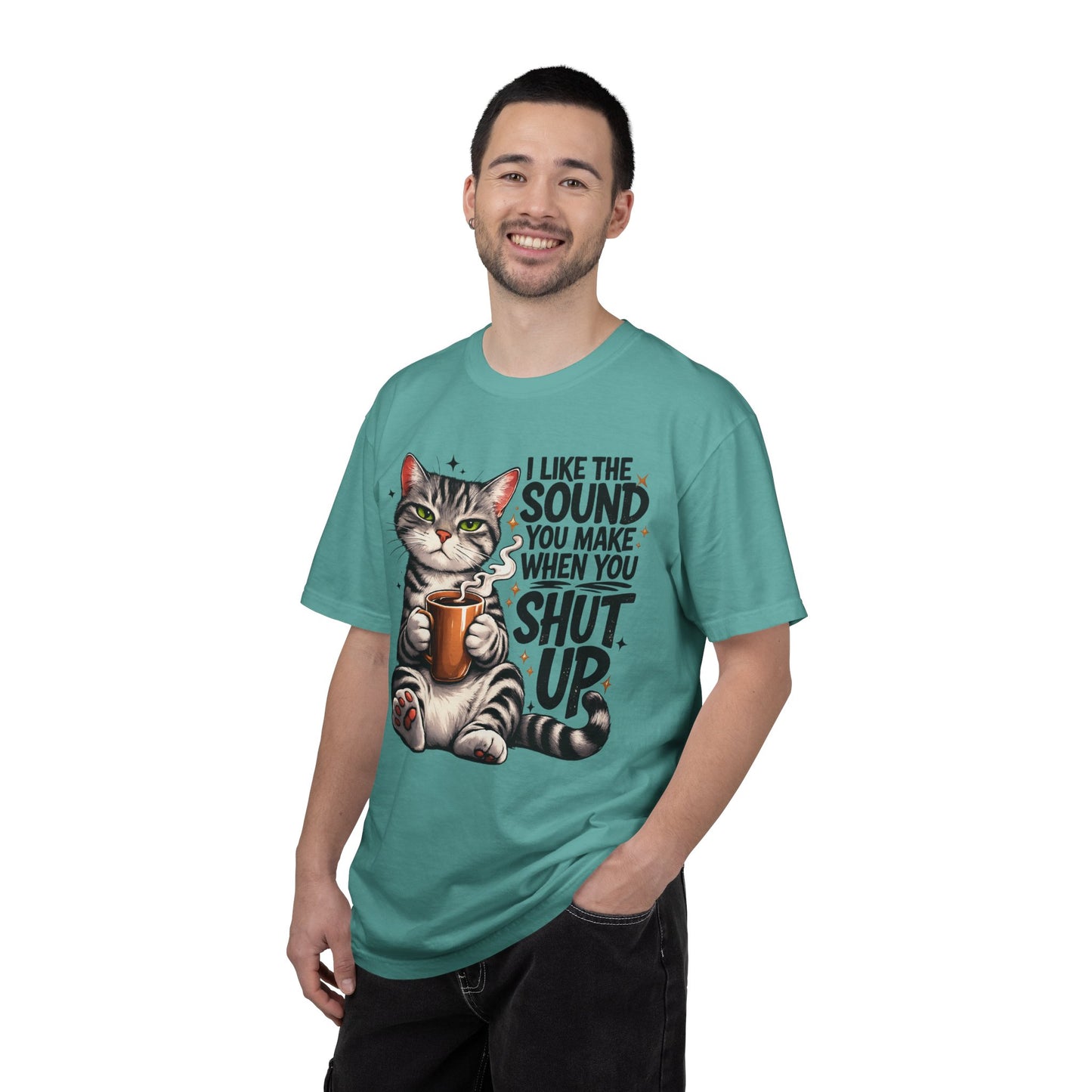 Sarcastic Cat Coffee Graphic T-Shirt