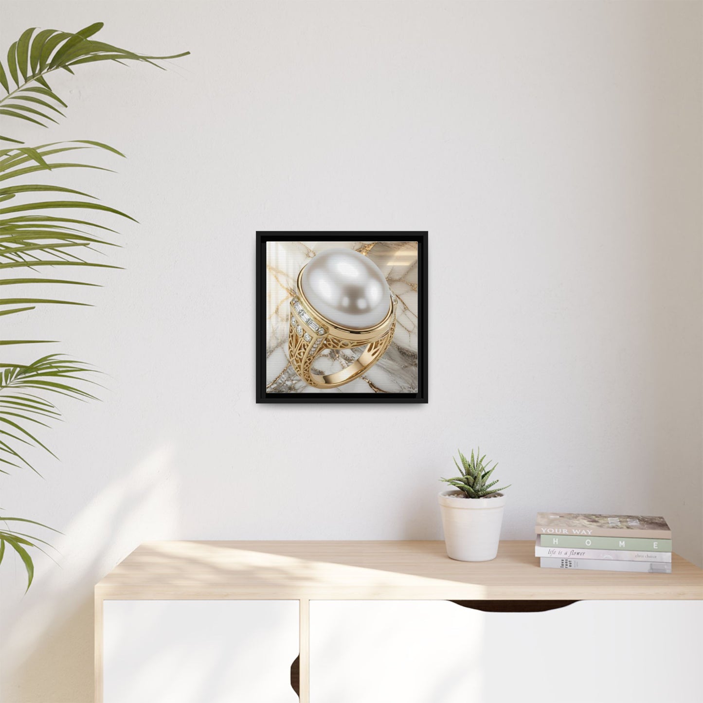 Pearl Ring Marble Surface Framed Canvas