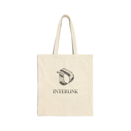 Silver Interlink Sculptural Logo Heavy Canvas Tote Bag