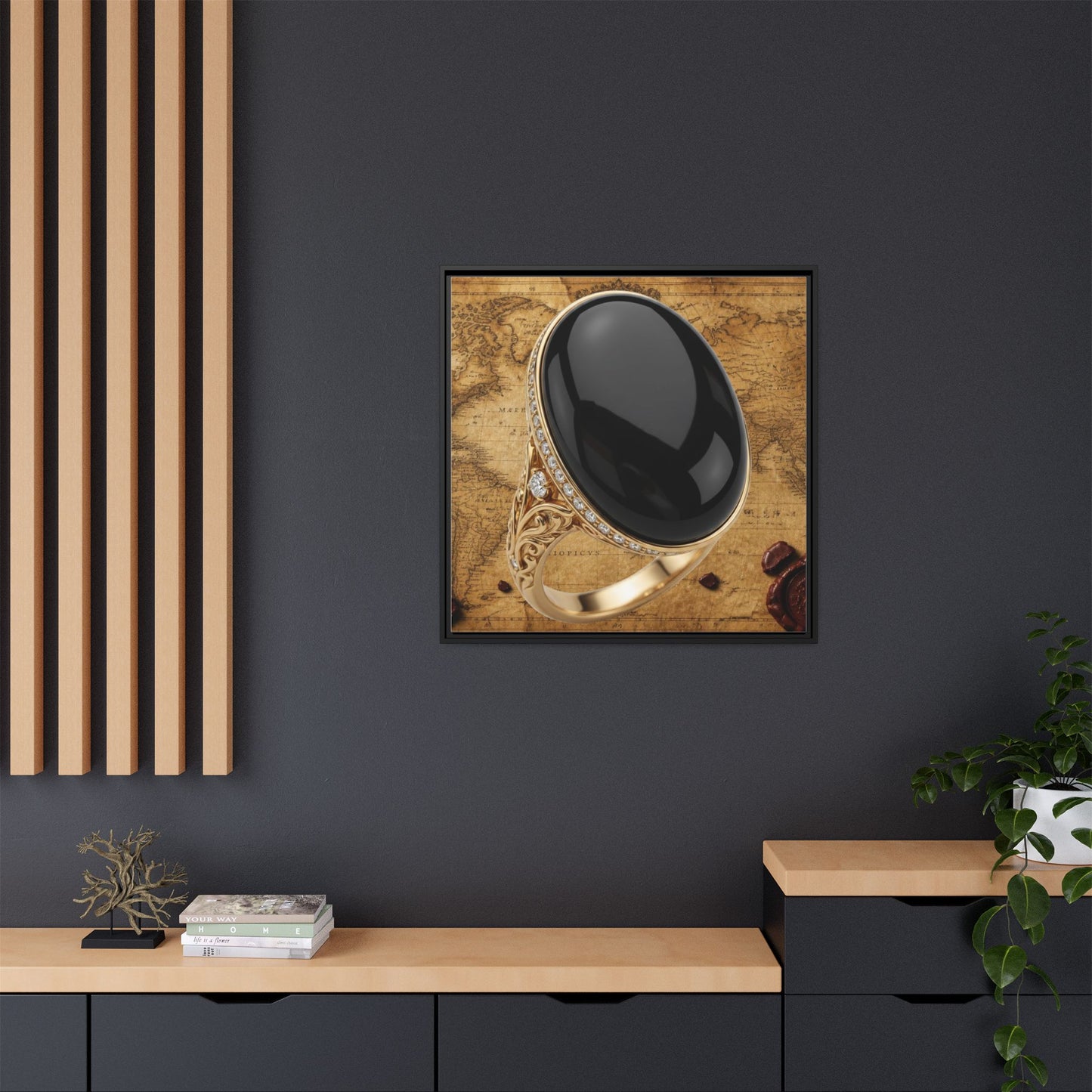Onyx Cabochon Ring Framed Canvas