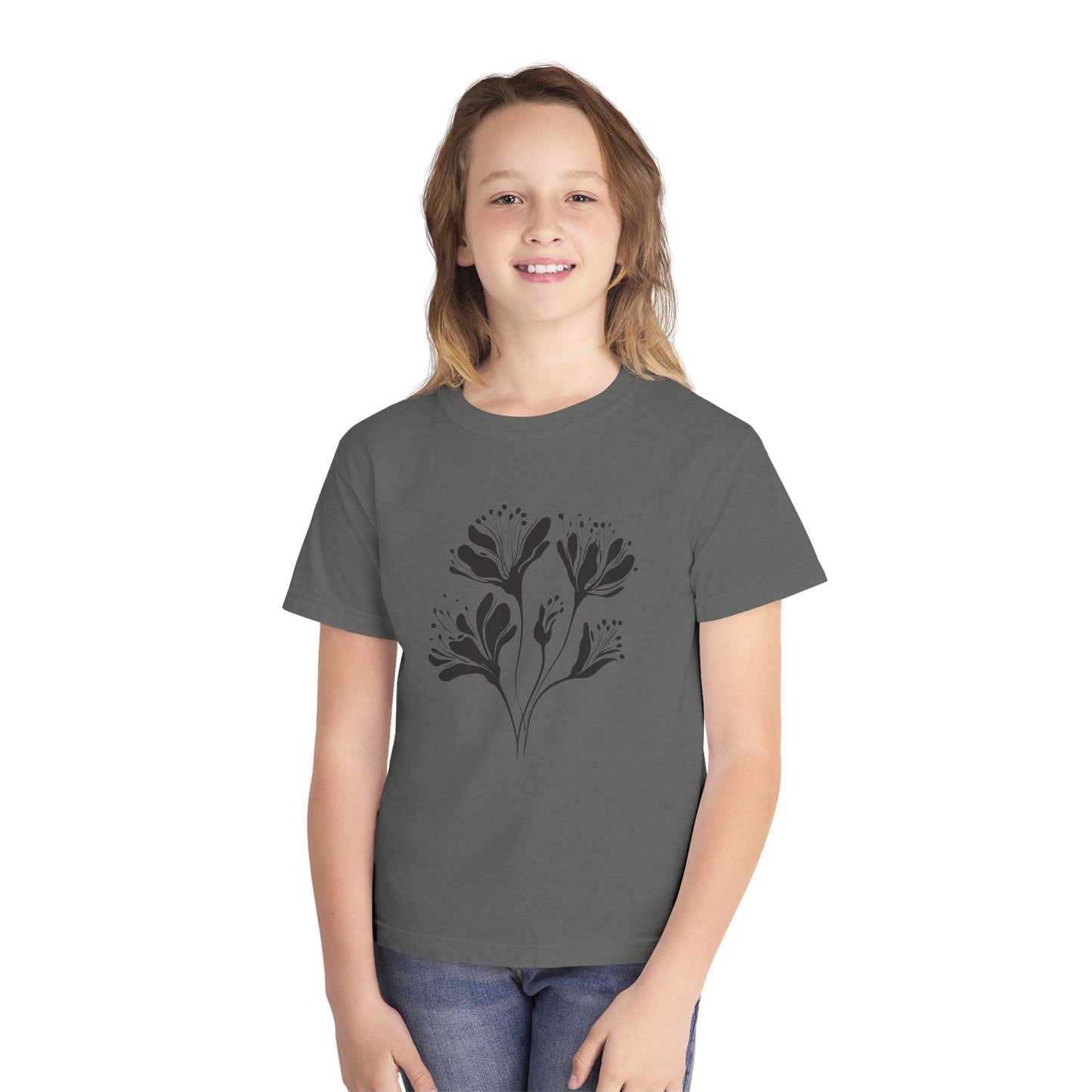 Youth Minimal Black Floral Tee