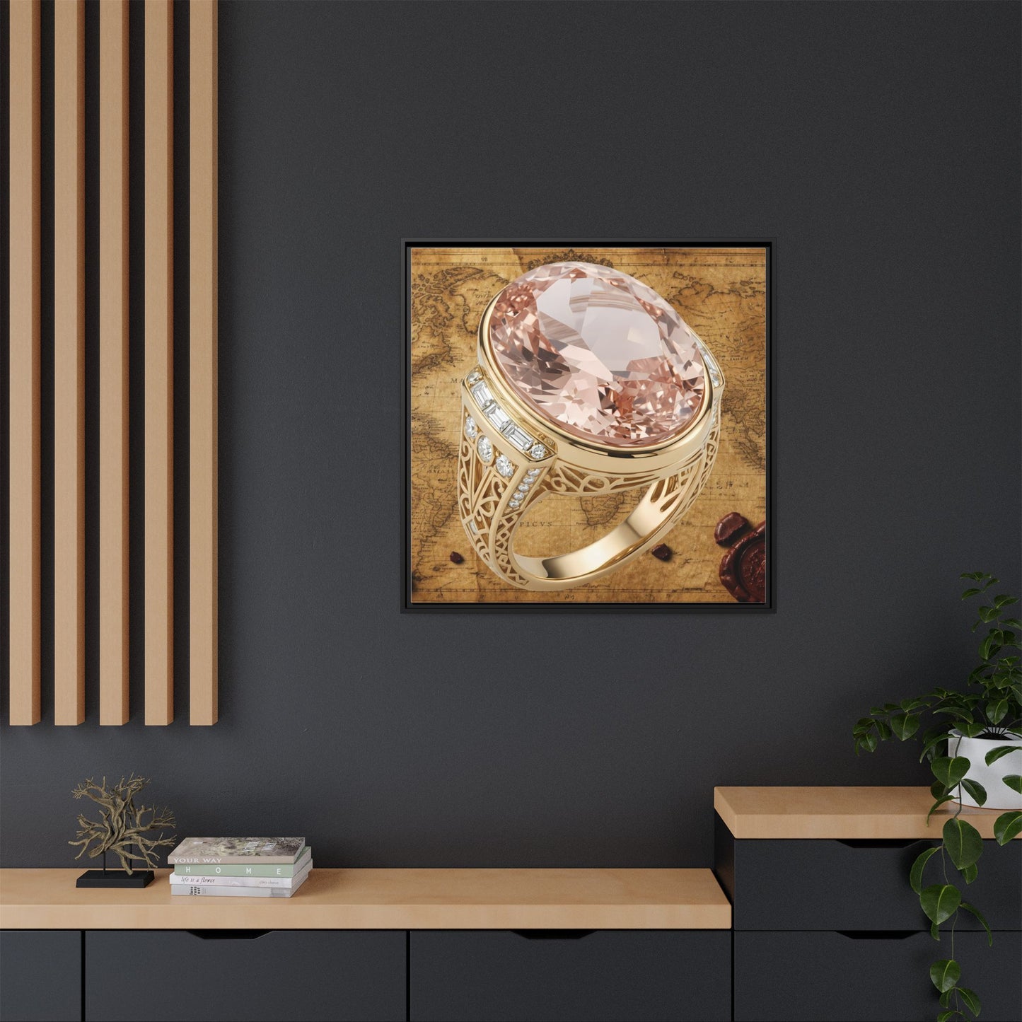 Filigree Morganite Ring Framed Canvas