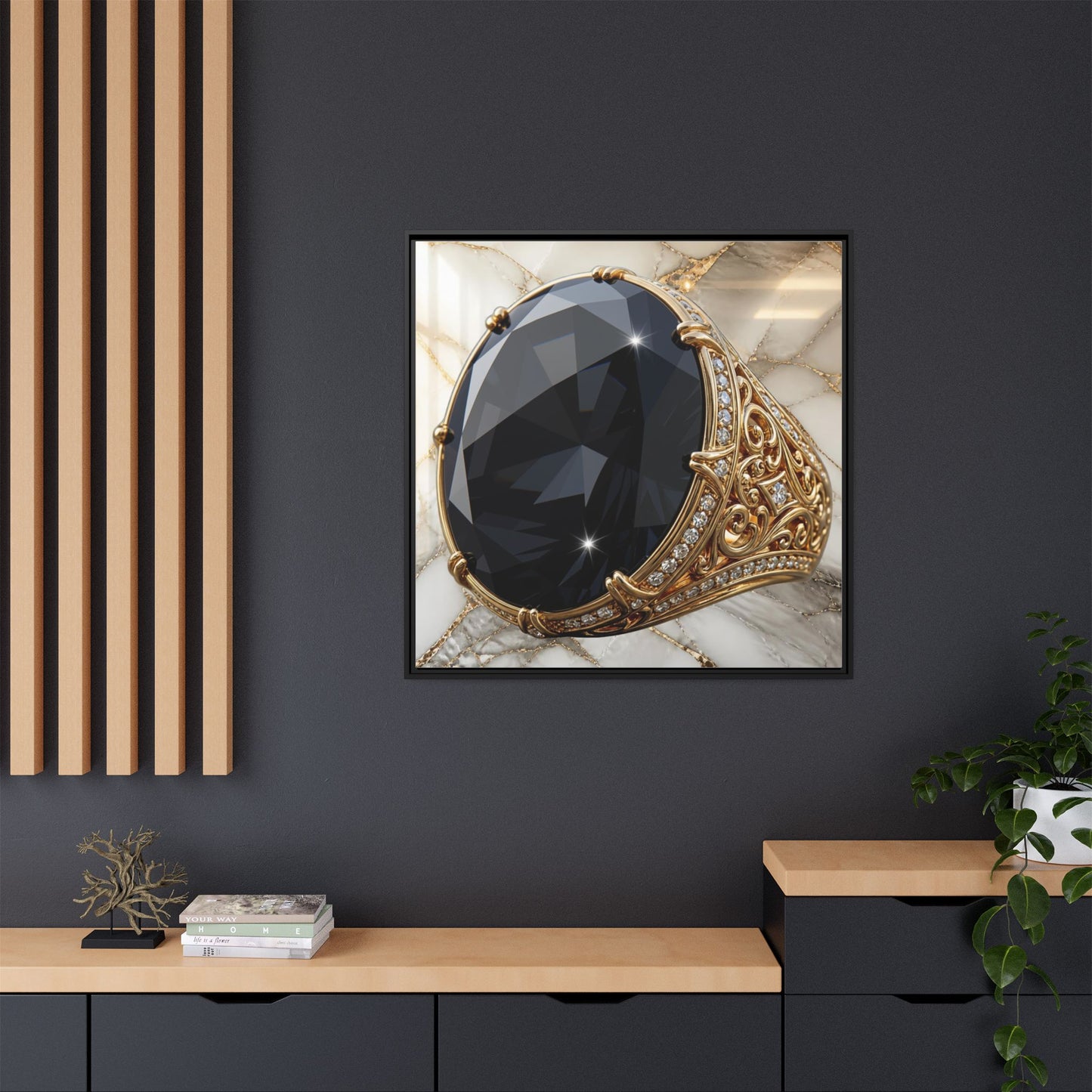Black Diamond Marble Poise Canvas