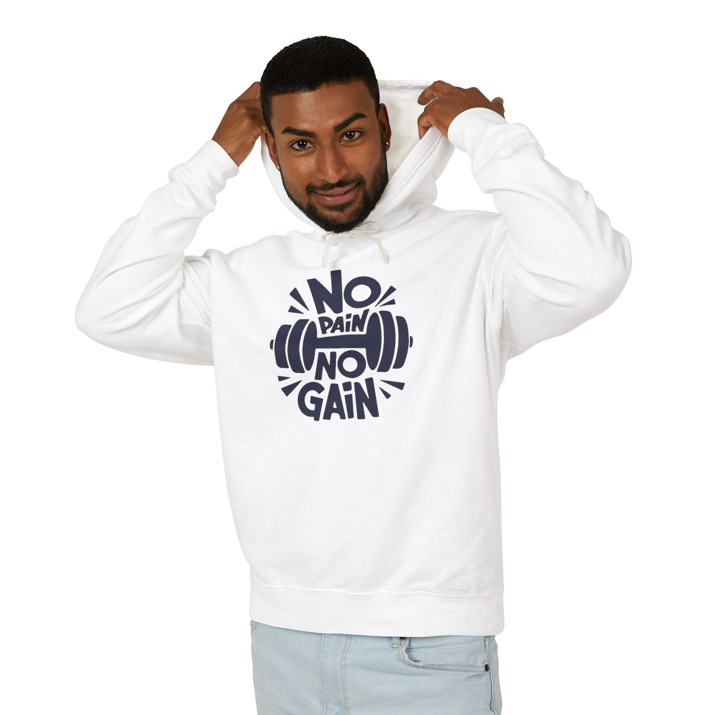 No Pain No Gain Hoodie — Motivational Gym Workout Hooded Sweatshirt