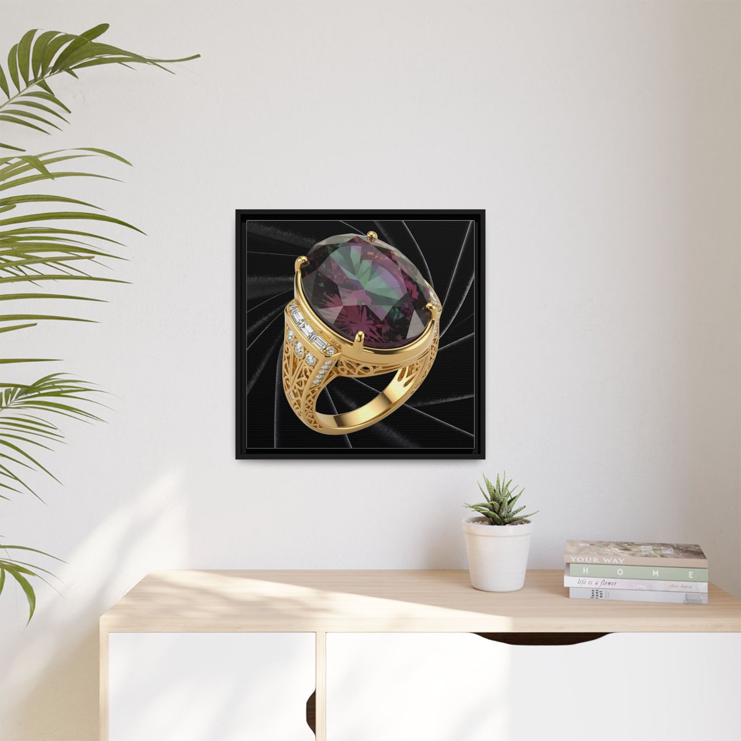 Alexandrite Ring on Black Velvet Framed Canvas