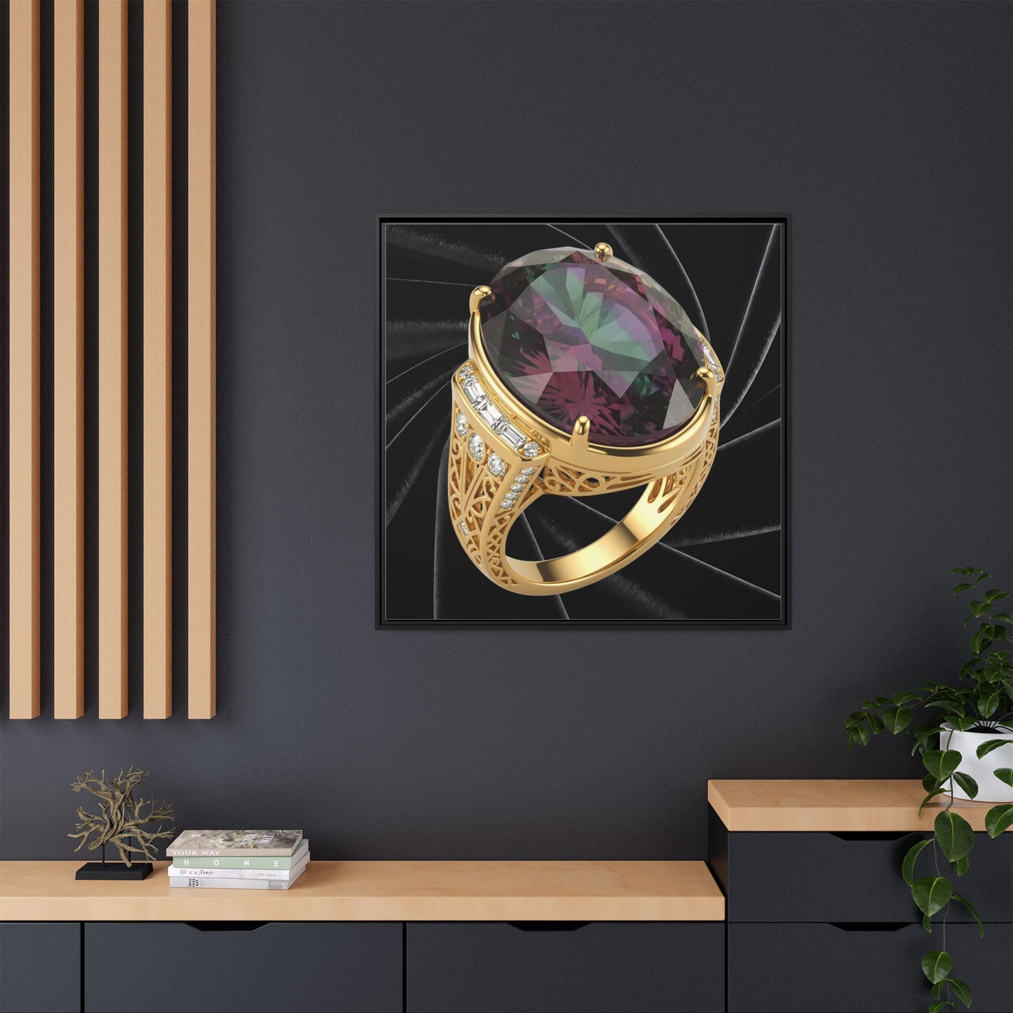Alexandrite Ring on Black Velvet Framed Canvas