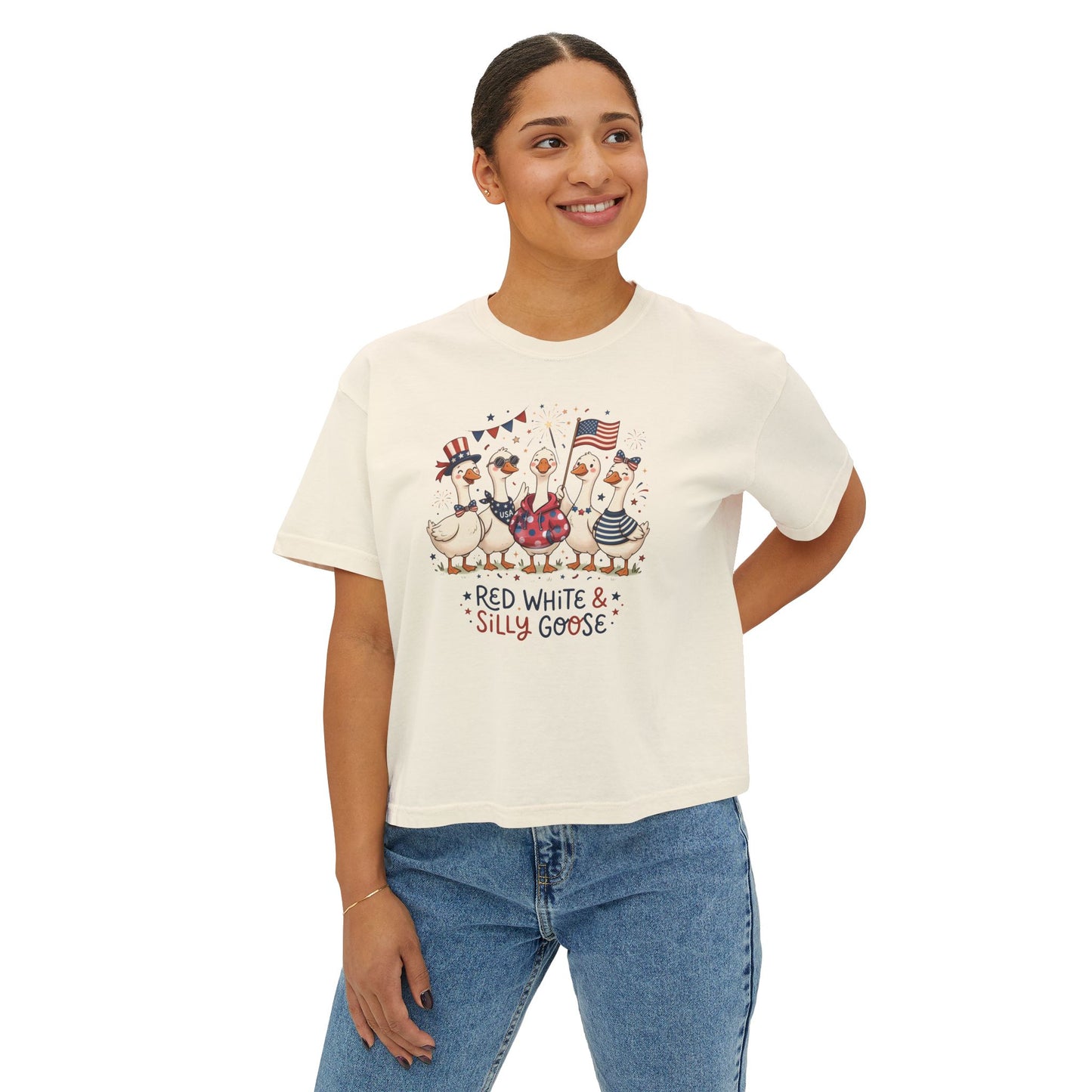 Red White & Silly Goose Women’s Boxy T-Shirt