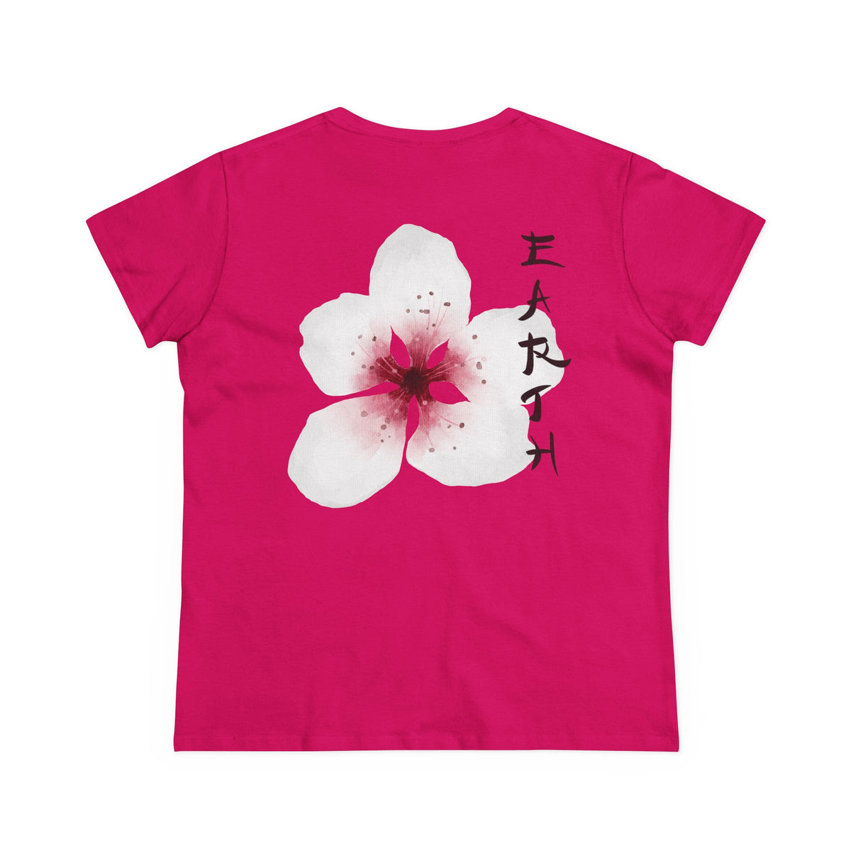 Sakura Blossom & EARTH Calligraphy Back Print Women’s Tee